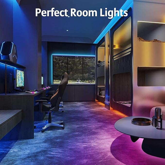 MIHEAL Led Strip Lights 32.8ft 5050 RGB LEDs Color Changing Lights Strip for Bedroom, Desk, Home Decoration, with Remote and 12V Power Supply