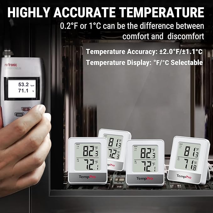 ThermoPro Indoor Outdoor Thermometer Wireless 500FT, Outside Greenhouse Thermometer with Temperature Sensor, Outdoor Thermometers for Patio Reptile House Home Baby Room Temperature Monitor