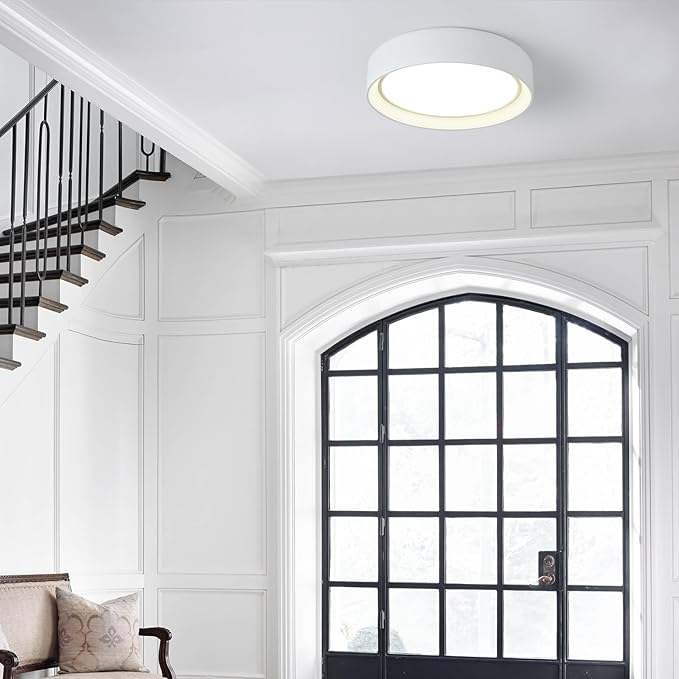 Dimmable Led Flush Mount Ceiling Light,15.75 Inch/36W/ 5CCT 3000K-6000K,Modern White Close to Ceiling Lighting Fixtures,Round Metal Ceiling Lamp for Bedroom,Living Room,Laundry Room
