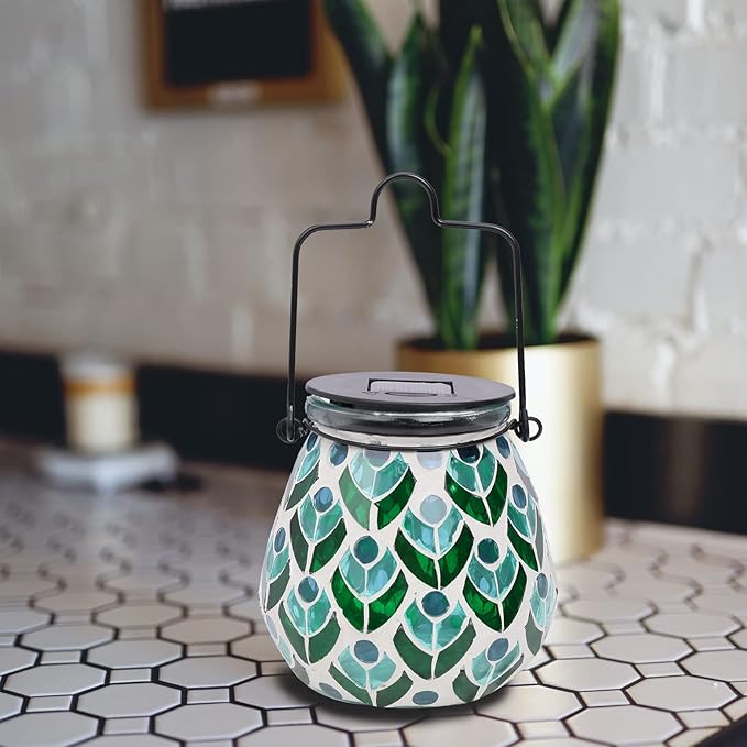 Bshine Mosaic Solar Lantern Outdoor Hanging Waterproof, Mosaic Light Indoor Decorative Table, Garden Decor for Yard Outside, Path, Pathway, Courtyard, Lawn,Light Up Christmas Decor Outdoor