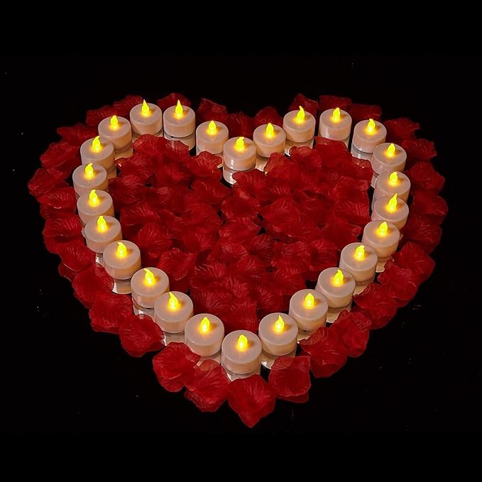 Battery Operated Tea Lights Candles: 24 Pack Realistic and Bright Flickering Holiday Gift Flameless Candles LED Electric Tea Candles for Seasonal & Wedding Party Home Decoration (Warm Yellow)