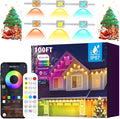 Permanent Outdoor Lights 100 FT Patio Lights,100ft RGB+IC Smart Outdoor Decor, 50 Scene Modes App/Remote Control, IP67 Waterproof for Christmas Holiday Party Decor for Garden House Roof Lighting