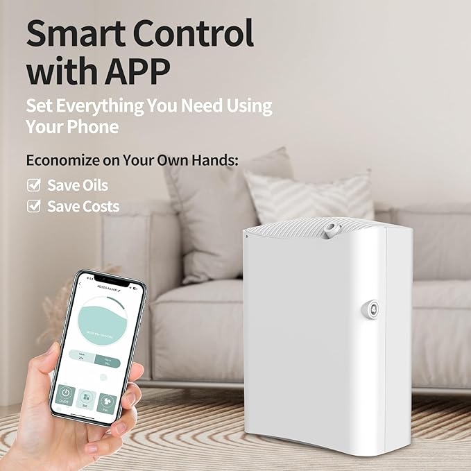 Smart Scent Air Machine for Home, HVAC Scent Diffuser for Essential Oils with Cold-Air Diffusion System, Waterless Aromatherapy Diffuser 500ml Covers Up to 4500 Sq.Ft, White