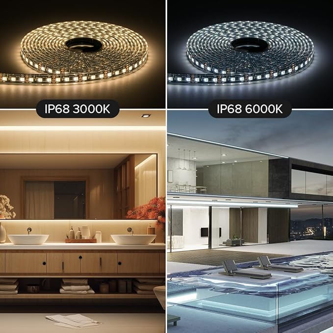 BTF-LIGHTING IP68 Waterproof Outdoor WS2814 RGBW IC LED Strip RGB+Warm White(3000K) Addressable Dream Color 5050SMD Light DC12V 16.4ft 60LEDs/m 20Pixels/m Can Work Outdoor(No Adapter or Controller)