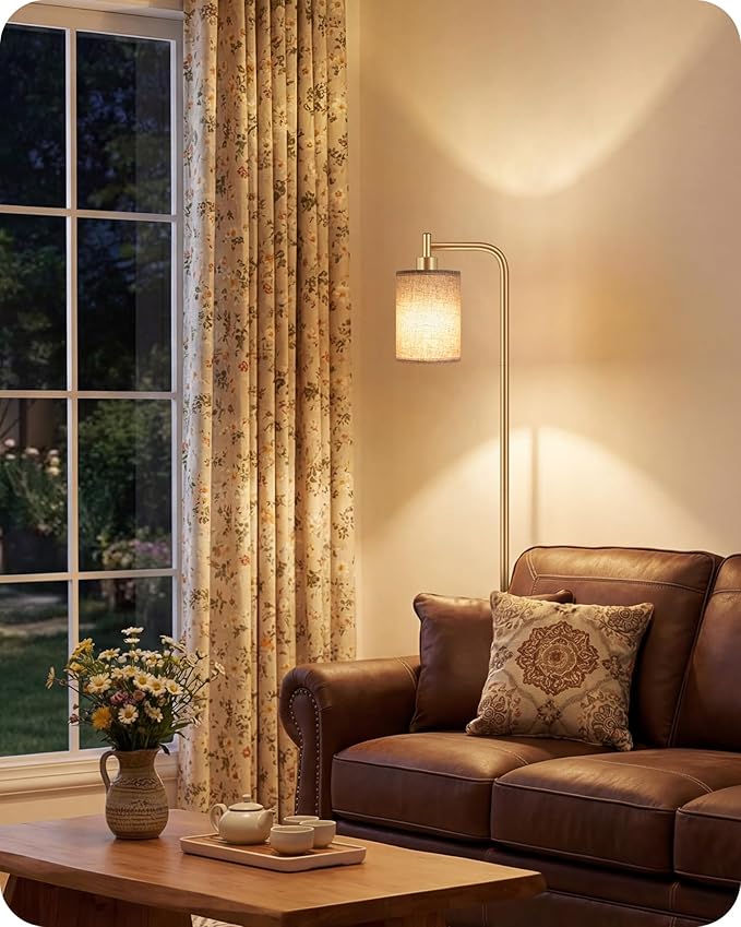 2Pack Dimmable Floor Lamp for Living Room with Remote and Foot Switch, Modern Standing, Corner Lamp,10W Bulb 3 Color Temperatures, for Bedroom, Office, ETL Listed, Gold and Beige DE19LDP205