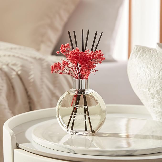 Flower Reed Diffuser Set 5.07oz Orange Blossom Scent Diffuser with Sticks Home Fragrance Reed Diffuser for Bathroom Shelf Decor