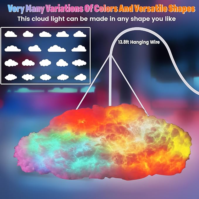 Cloud Led Lights for Bedroom, Multicolor Creative Night Lighting Kit Music Sync with APP, Coolest Ceiling Decoration for Bedroom Ceiling Adults and Kids Modern Home Decorations