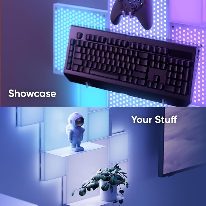 Nanoleaf Blocks LED Lights, Smart Light Panels Square WiFi LED Wall Lights with Music Sync, Wall Decor Lights Smart Kit Compatible with Alexa, RGBW, Light Panels for Gaming Room (9 Panels + 1 Shelf)