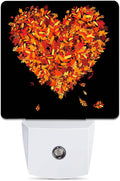 Autumn Art Hearts Night Light Plug in Wall Lamp Smart Dusk to Dawn Sensor for Home Decorative, Kids Room Bedroom Bathroom Kitchen Hallway Gifts