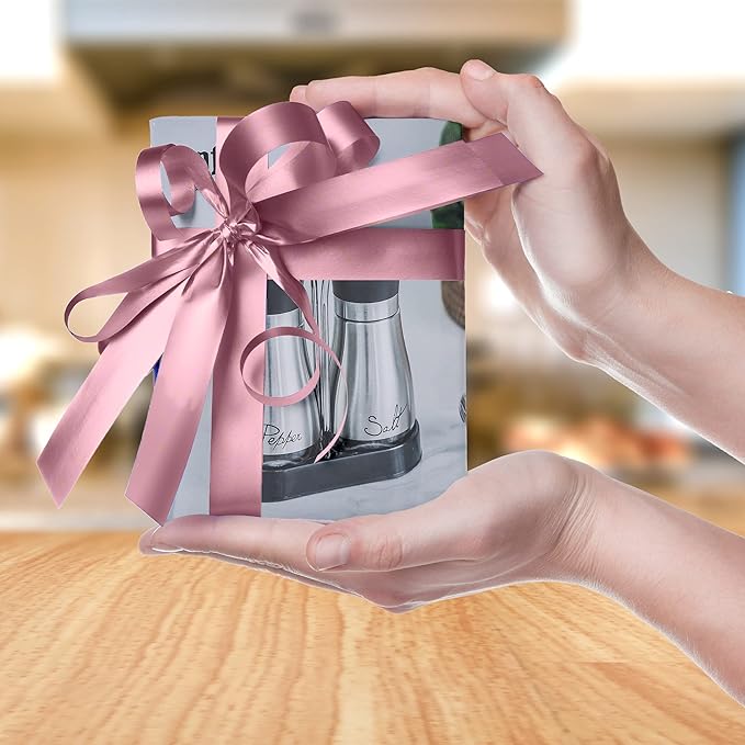 Lonffery Salt and Pepper Shakers Set - Salt Containers for Gifts, Kitchen Decor, Home, RV, Camp, BBQ, 4 oz Farmhouse Spice Dispenser with Glass Bottom, Pink, Set of 2