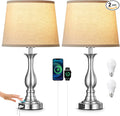 Bedside Table Lamp Touch Control Bedroom Lamps with USB A and C Charging Port 3 Way Dimmable Touch Lamps for Nightstand Living Room Bedroom Dorm Home Office Reading, Set of 2