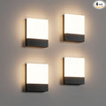 Modern Outdoor Led Wall Light, 24W 3000K Wall Porch & Patio Light,Exterior Hardwired Wall Light Fixtures,IP65 Waterproof Square Wall Lamp for Garage, Front Door,House Yard(Black,4-Pack)