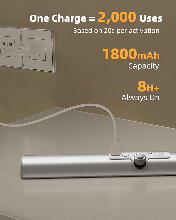 EZVALO 13-inch Motion Sensor Closet Light with Eye-Protection Design, 1800mAh Rechargeable Under Cabinet Lighting, 3 Color Temps Night Light for Pantry, Closet - 3 Pack