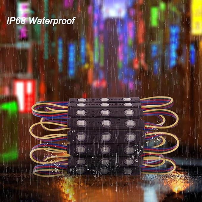 Module 100FT LED Strip Lights, Waterproof RGB 5050 Color Changing Kit with 44 Key IR Remote and 12V Power Supply, Smart Memory Function for Bedroom, Party, Storefront Advertising Signs Decoration
