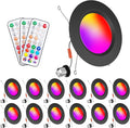 Recessed Lighting 5/6 Inch Color Changing LED Black Can Lights for Ceiling 13W 1050LM Retrofit Recessed Lights with Baffle Trim RGBCW Downlight Dimmable by Remote Control, Memory, Delayed Off, 12 Pack