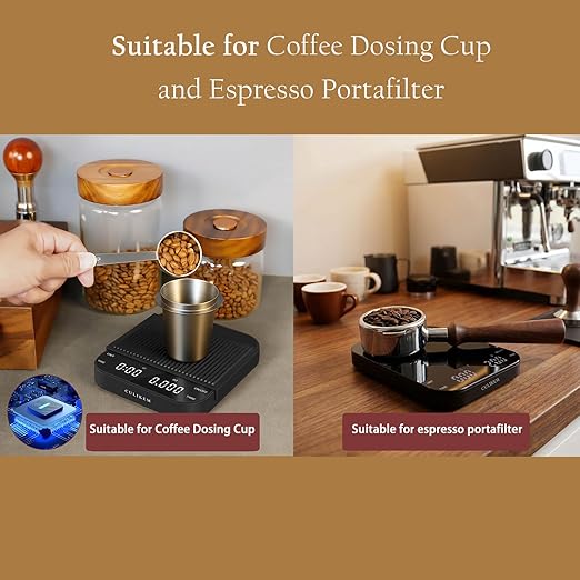 Pour Over Coffee Scale with Timer - 0.1g High Precision Digital Espresso Scale for Portafilter Weighing & Coffee Beans. Large Wide Base Gram Scale for Kitchen, Chemex & French Press (Black)