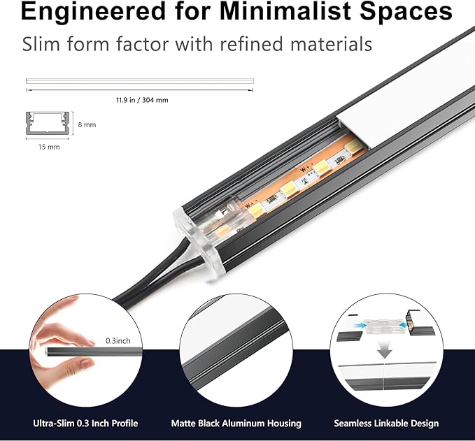 VST Under Cabinet Lighting 6 Pack, Touch Control LED Cabinet Light Bars, Dimmable & Adjustable Color Temperature 2700K-6500K, Ultra Thin Linkable Under Counter Lights for Kitchen, Closet & Display