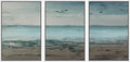 wall26 Framed Canvas Print Wall Art Set Grunge Teal & Brown Beach Shoreline Landscape Geometric Ocean Digital Art Minimalism Nautical Multicolor for Living Room, Bedroom, Office - 16"x24"x3 White