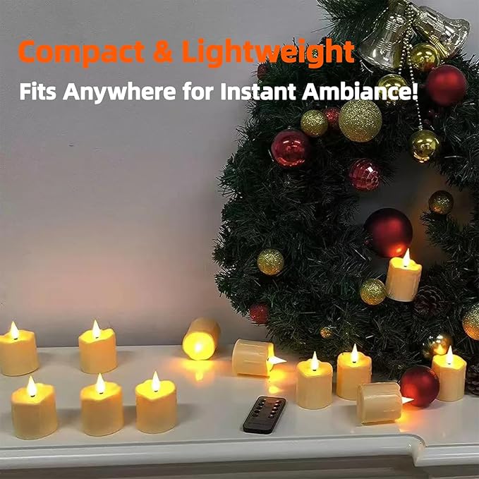 Flickering Flameless LED Candle Light with Remote Control, Rechargeable Battery, 4/6H Timer, Waterproof Design Tealight for Wedding, Christmas, Party Decor (5-8m Range)