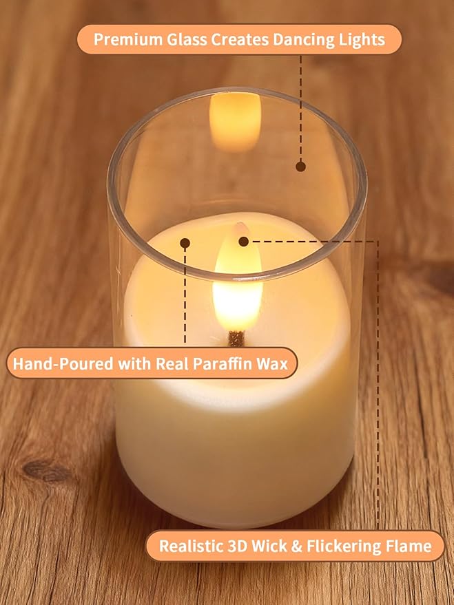 Rechargeable Flameless Tea Light Candles with Timer Remote, 1.7"x2.5" Acrylic Small Votive Electric LED Candles Battery Operated for Home Aniversary Wedding Holiday Decor (Pack of 6, White)