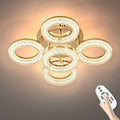 OKELI Modern Ceiling Light, 5 Rings 16.9'' Dimmable LED 49W Flush Mount Ceiling Lights with Remote Acrylic Crystal Round Ceiling Light Fixture, Bedroom Living Room Dining Room, Gold