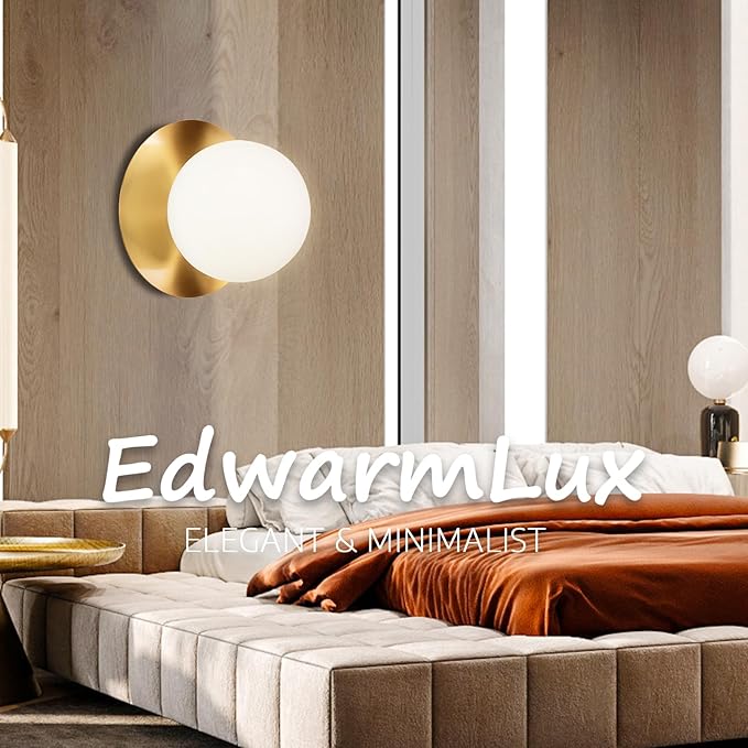 1 Light Wall Sconce, Mid Century Modern Globe Wall Sconce, Ceiling Light Fixture, Vanity Light Fixture, Indoor Wall Light for Living Room Bedroom Hallway Bathroom Entry (Brushed Gold)