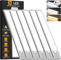 Under Cabinet Lighting Wireless, Rechargeable Motion Sensor Light Indoor, 3 Color Dimmable Closet Light Battery Operated with LED Power Display, Magnetic Under Counter Lights for Kitchen, Home (6Pack)