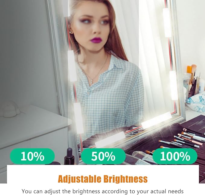 LED Makeup Mirror Light, 2 Strings USB Plug in Strip Light with Adjustable Brightness, 4000 to 5000K Color Temperature ABS Material for Vanity Mirror (2s 2.7V -3.4V 230MA-240mA)