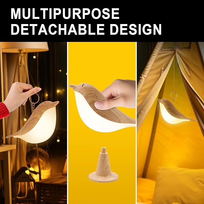 2 Pack Bird Small Desk Lamp, 2600 mAh Dimmer Kids Night Light for Bedroom, Cordless Table Lamp with 3 Color Temperature and Touch Sensor, Rechargeable Bedside lamp, Hummingbird Lamp