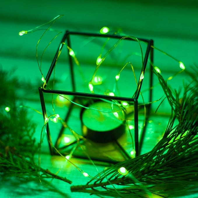 4 Pack Green Fairy Lights Battery Operated with Remote, Waterproof 20FT 60LED Cuttable Twinkle Lights with Timer Indoor Outdoor, String Light for Bedroom, Classroom, Wedding, St. Patrick's Day Décor