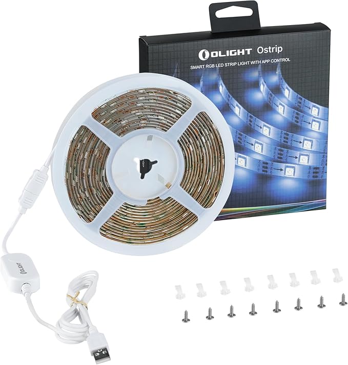OLIGHT Ostrip 16.4ft RGB LED Strip Light, Smart App Control, Music Sync, DIY Color Modes, for Bedroom, Gaming, TV, Home Decor