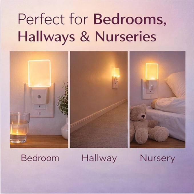 2-Pack Automatic Adults & Kids Night Lights Plug into Wall I Cozy Home Decor Led Wall Lights Bedroom Ambient Lighting I Dusk to Dawn Sensor Bathroom Night Light Kids Bathroom Lights, Bedroom Lights