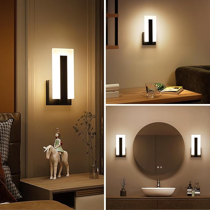 Hardwire Modern Wall Sconces with 7W Acrylic LED Wall Light Brightness Suitable forBedroom, Bathroom, Living Room, Porch, Staircase, Cafe, Hotel (Warm White 3000K 1 Pack)