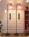 2Pack Dimmable Floor Lamp for Living Room with Remote and Foot Switch, Modern Standing, Corner Lamp,10W Bulb 3 Color Temperatures, for Bedroom, Office, ETL Listed, Gold and Pink P19LDP205