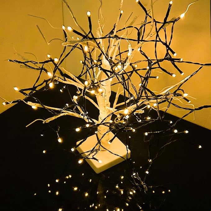 200LED Christmas String Lights, 66FT Hanging Fairy Light with 200 Bulbs Warm White 8 Lighting Modes Waterproof Green Wire for for Bedroom Classroom Patio Wedding Garden Décor