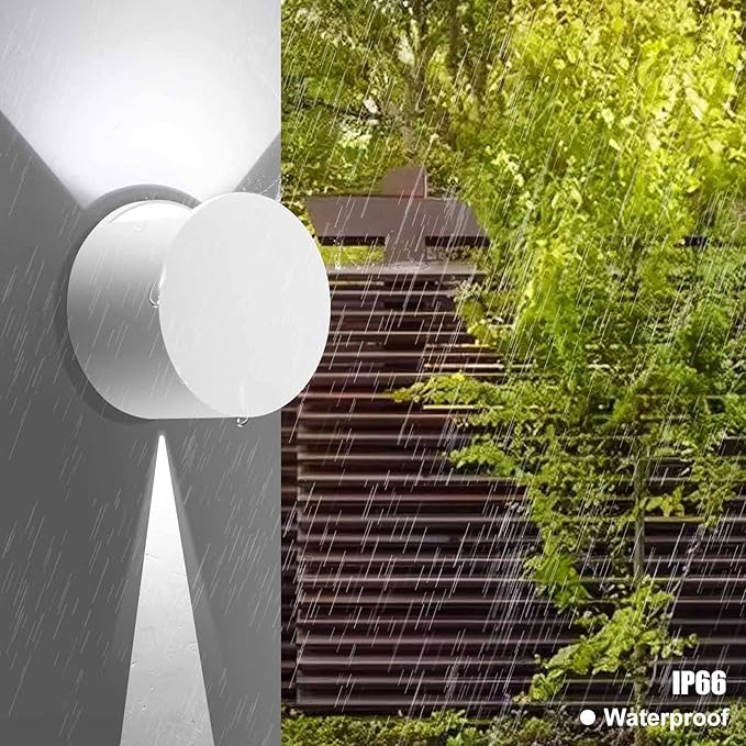 Kawell 8W Modern LED Wall Sconce Light Up Down Waterproof Outdoor Wall Lamp Indoor Hardwired for Bedroom Bathroom Hallway Stairs Porch, White 6000K