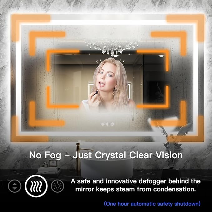 ISKM 32'' x 32'' LED Mirror for Bathroom Lighted Vanity Mirror for Wall Front Lights + Backlit LED Bathroom Mirror Anti-Fog Tempered Glass ETL Listed