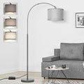 Arc Floor Lamp with Dimmer, Dimmable Floor Lamp for Living Room, Modern Standing Lamp with Gray Adjustable Hanging Shade, Tall Pole Lamp Reading Light for Bedroom, Over Couch, 9W LED Bulb Included