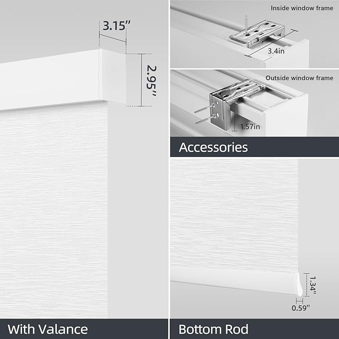 ACMEART Motorized Blackout Blinds Shades for Windows,Rechargeable Electric Roller Shades with Remote,Automatic Blinds Work with Solar Panels for Homes and Offices,Custom Size (Jacquard White)