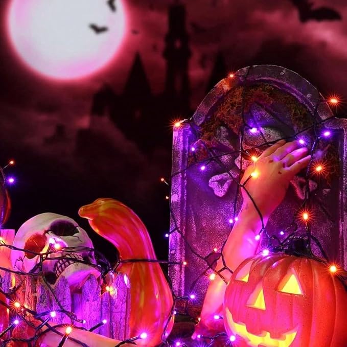 66FT 200 LED String Lights, Purple Halloween Lighting with 8 Modes, Indoor Outdoor Decorative Fairy Light for Holiday, Tree, Window, Party