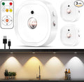 Puck Lights with Remote, Rechargeable Battery Touch Push Lights, 3 Colors Led Under Cabinet Lighting, 1500mAh Wireless Tap Light, Stick on Closet Light for Kitchen, Pantry, Shelves (White 3 Pack)
