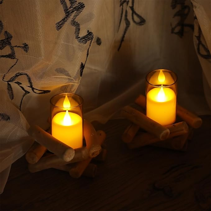 Topstone 6 pcs Flameless LED Tea Light Candles with Remote Control,Realistic Flickering, 400+ Hours Battery Life, CR2450 Battery Included, Dimmable, Timer Function,for Home Decor, Wedding, Party