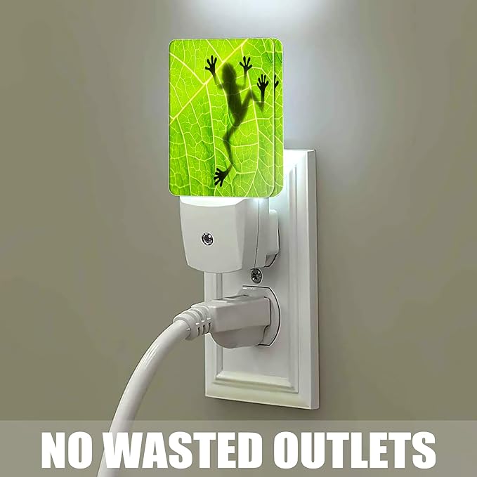 Frog Night Light，Green Leaf Night Lights Plug into Wall Decor for Bedroom,Bathroom, Hallway,Kitchen, Dusk to Dawn Sensor Nightlights for Boys Girls Women Men Room Gifts