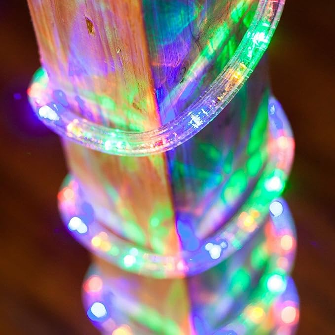 WYZworks 576LEDs, 50ft LED Outside Rope Lights, Waterproof Permanent Outdoor ETL Certified Connectable Clear Tube, Christmas Palm Tree Holiday Decorative Landscape Patio Accent Lighting - Colorful