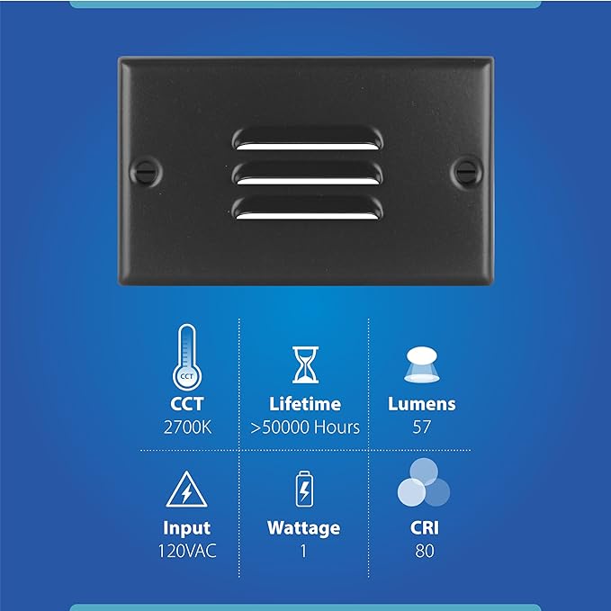 NICOR Lighting STP2 Horizontal Louvered Black LED Step Light with Photocell (STP2L120HBKPC)