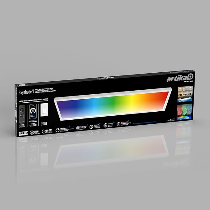 artika Skyshade 30″ LED Flat Panel Ceiling Light – 4,000 Lumens, RGB + Tunable White Smart Control (App • Remote • Wall Switch), Ultra-Slim Flush Mount for Kitchen • Living Room • Garage