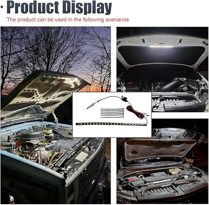 Car Under Hood LED Light Kit, 12V Waterproof Car Under Hood Work Inspection Lights, Automatic On/Off Vehicle LED Strip, Universal Auto Lights Bars for Cars, Trucks, SUVs (5050)
