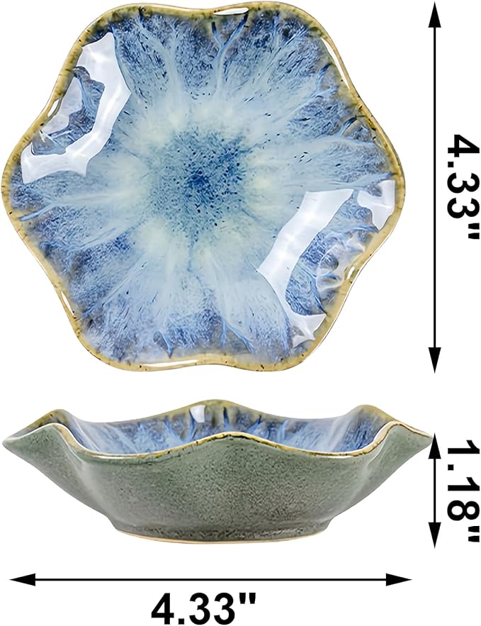 2Pcs Ceramic Jewelry Dish - Lotus Leaf Shape, for Ring Holder Necklace Small Key, Suitable for Mother Friend Sister, Gifts for Women, Cute Plate Trinket Tray, Home Decor (Light Blue-2PCS)