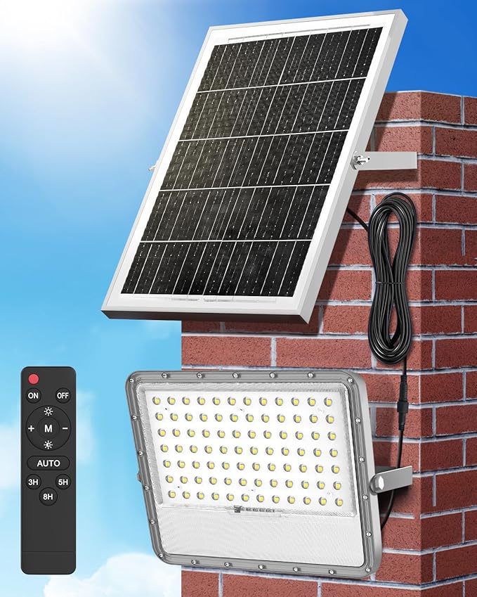Solar Flood Lights Outdoor Dusk to Dawn:Heavy Duty Security Patio Light Waterproof with Remote Control, 10000 Lumen LED Automatic Wall Lamp for Outside Landscape, Pathway, Yard, Barn, House (20000MAH)