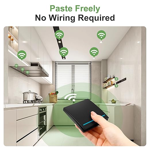 RGBZONE Wireless Light Switch and Receiver Kit, 100FT RF Range Remote Control, No Rewiring, AC85-240V Quick Create or Relocate On/Off Switches for Lamps (Black)